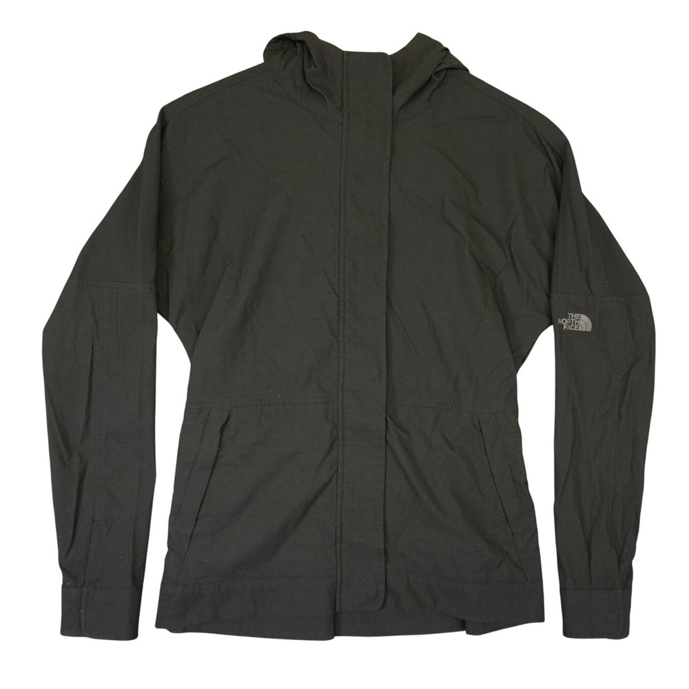 The North Face Jacket Womens S Black Full Zip Hooded Waterproof Travel Rain Wind